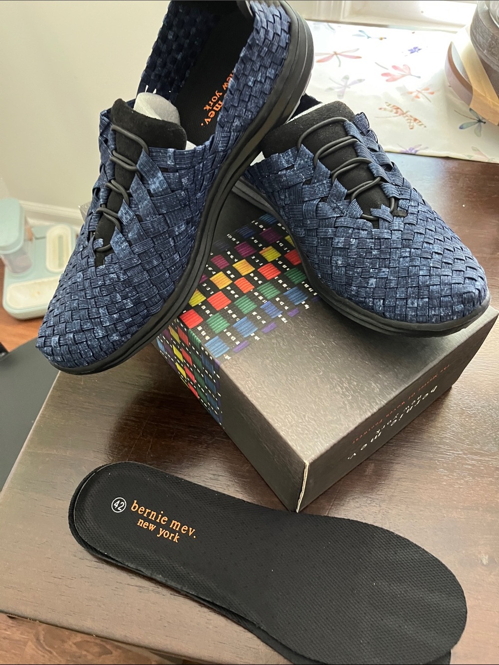 bernie mev. Men's Navy Woven Slip-On Loafers